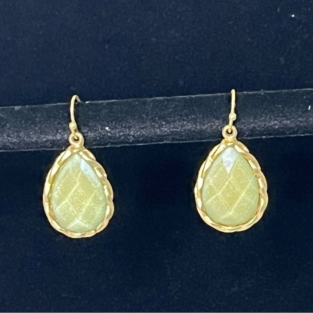 Fashion Drop Dangle Acrylic Deco Teardrop Shape Pale Green Gold Hook Earrings